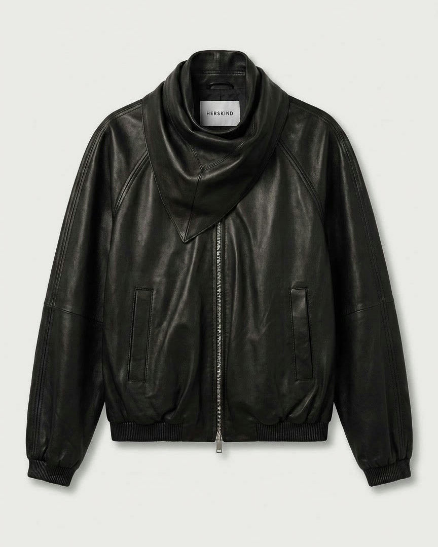 Yvette Leather Bomber Jacket