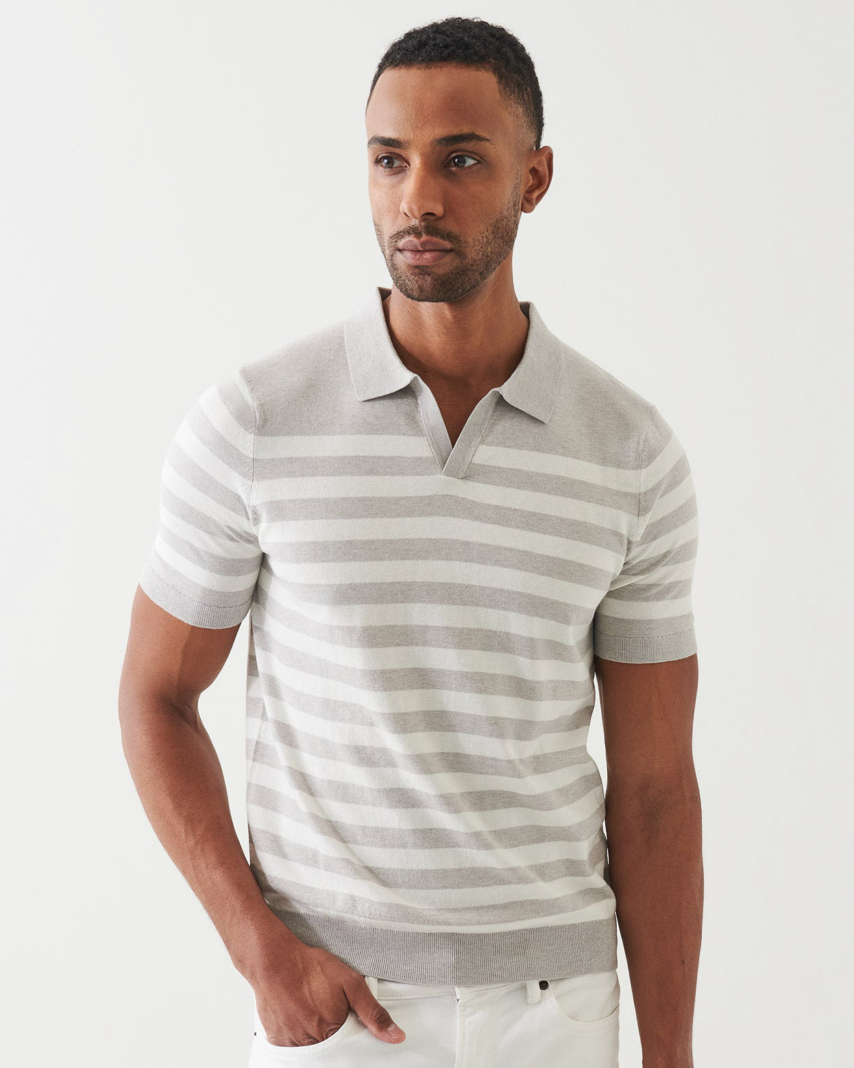 Stripe Open Polo T-Shirt