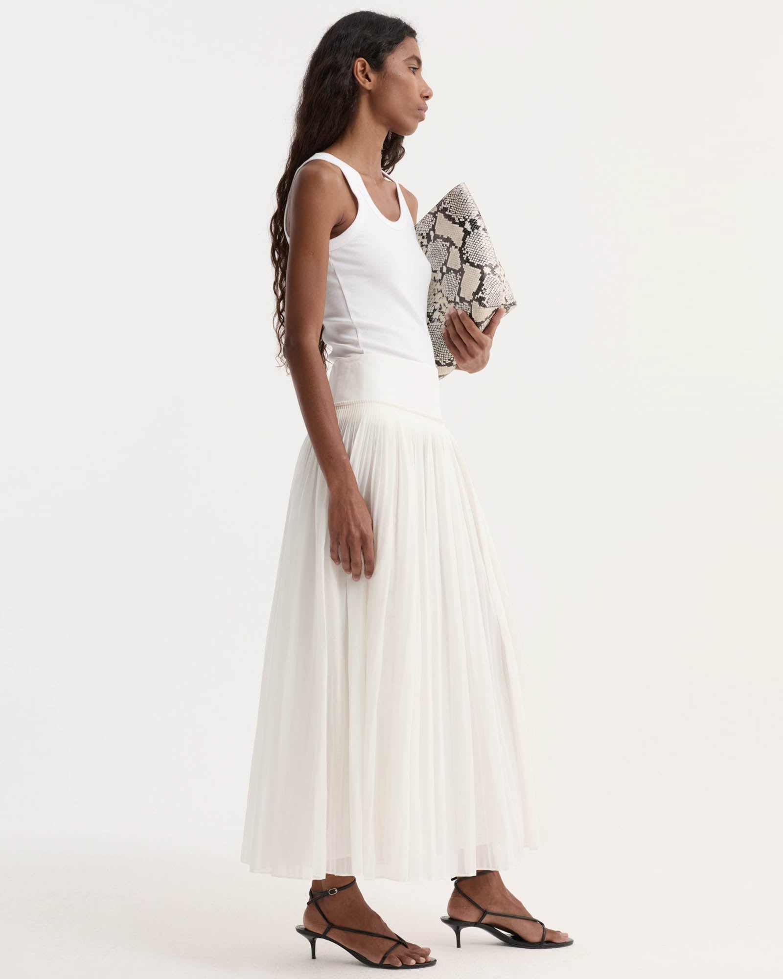 Pleated Cotton Muslin Skirt