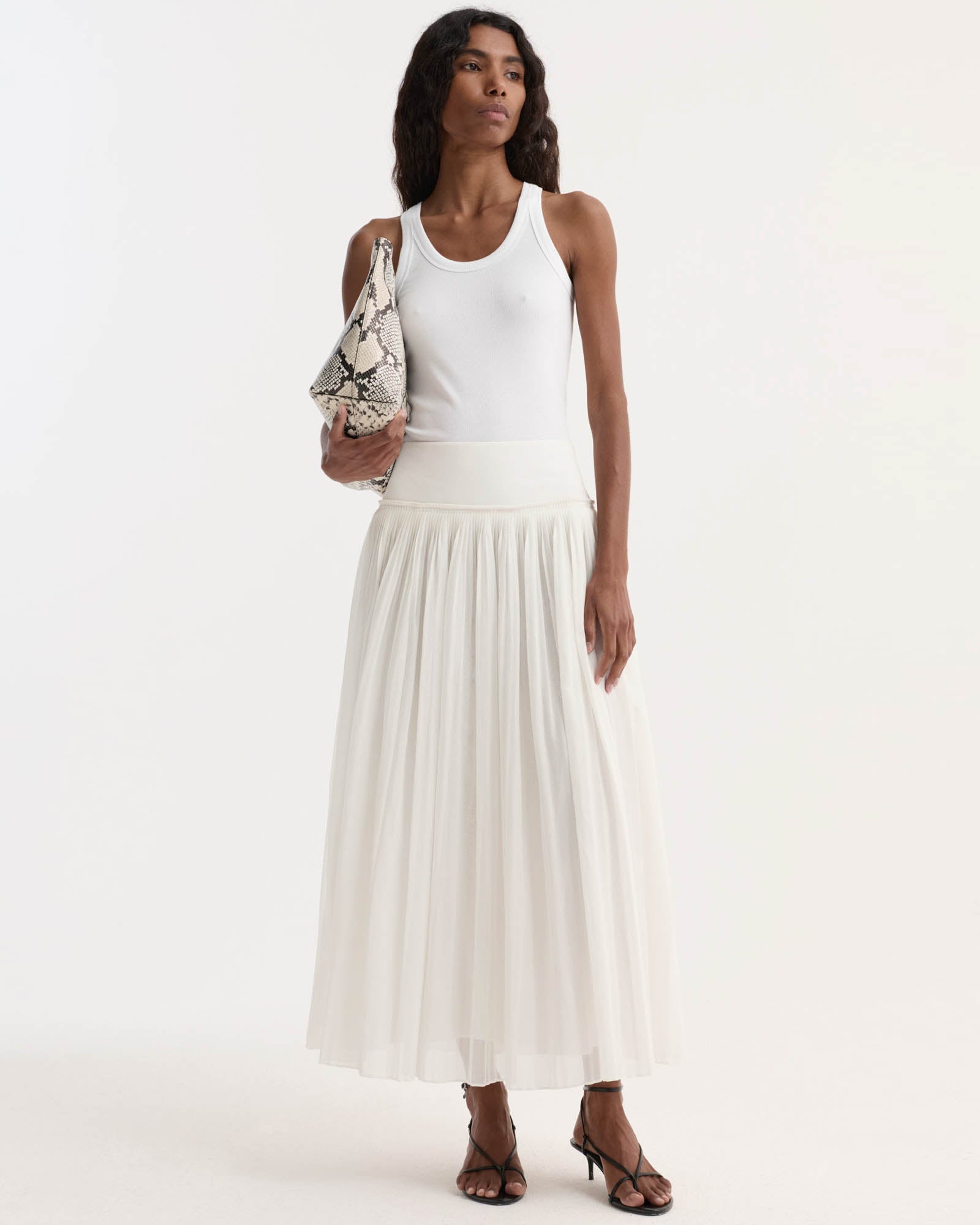 Pleated Cotton Muslin Skirt