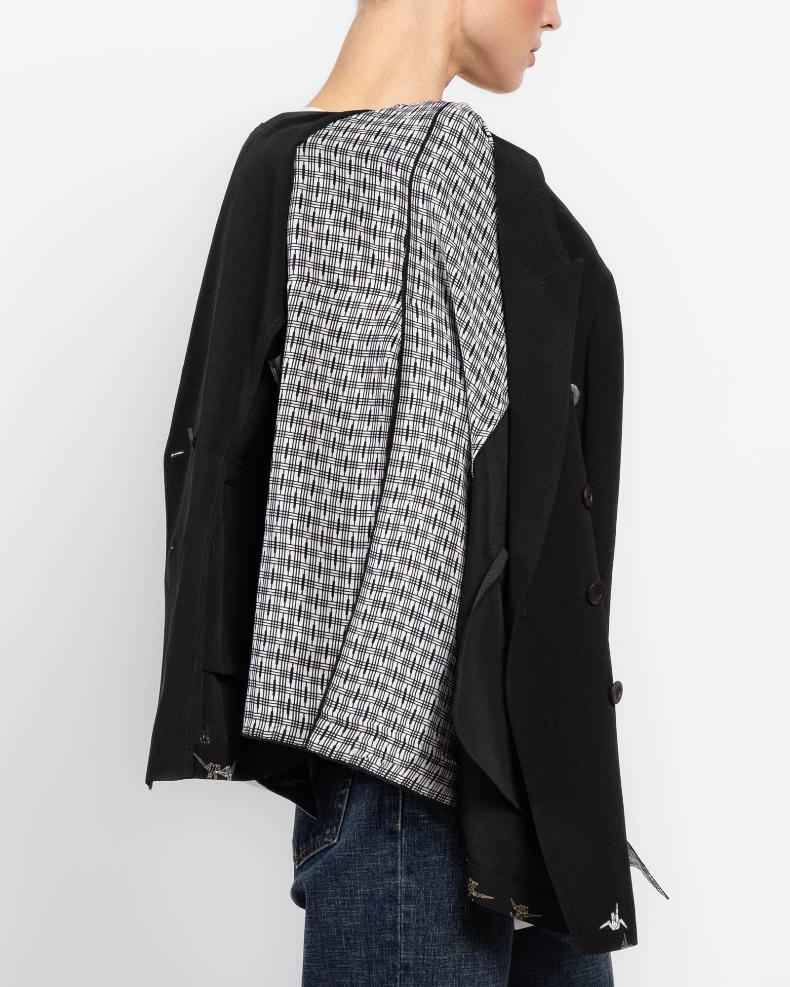 Double-Breasted Overdyed Kimono Jacket