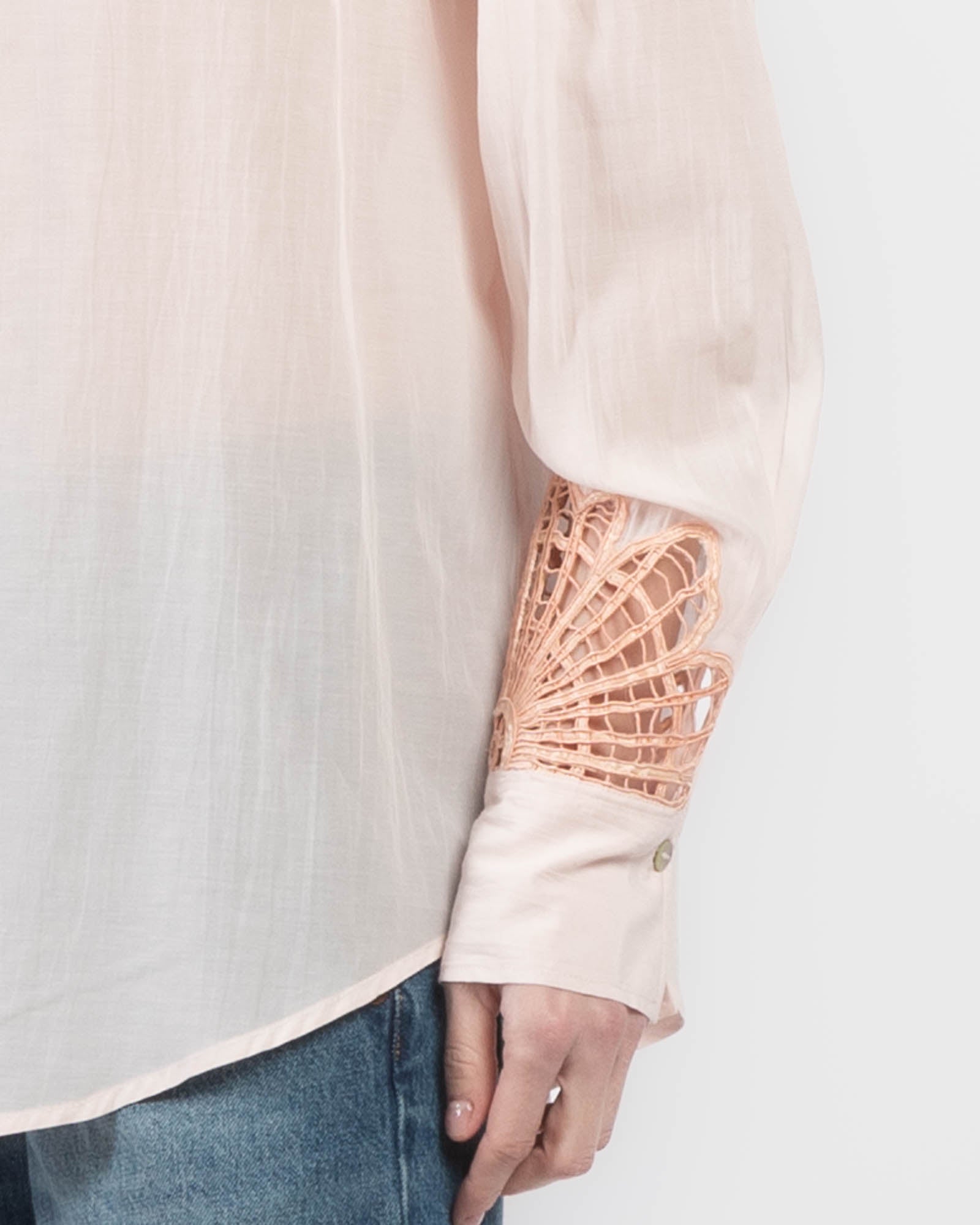 Floral Embroidery Voile Shirt