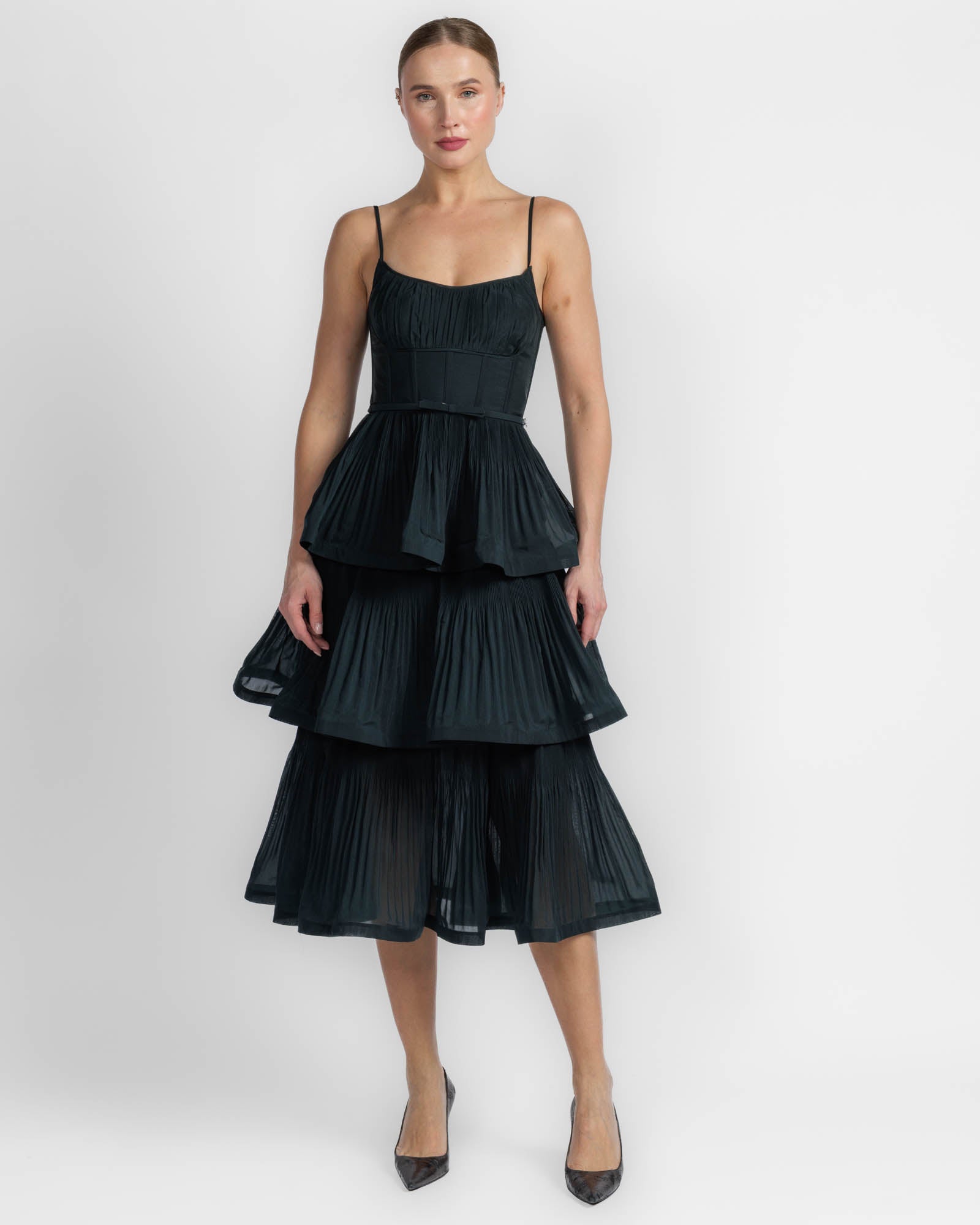 Pleated Tiered Dress