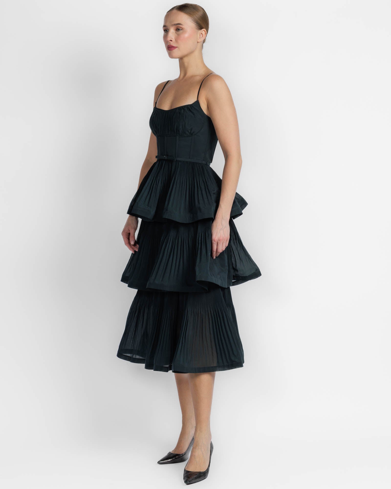 Pleated Tiered Dress