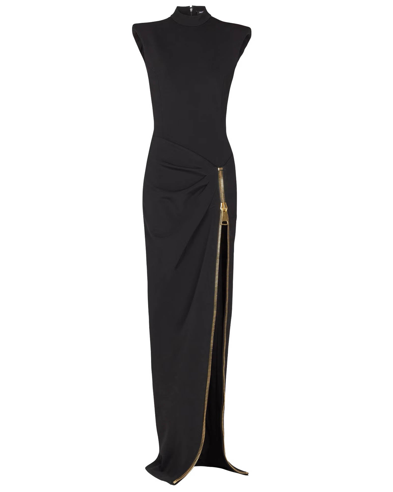 BALMAIN バルマン　バックジップ　タイトフィット　ブラックワンピース BALMAIN Zipped Slit Long Dress