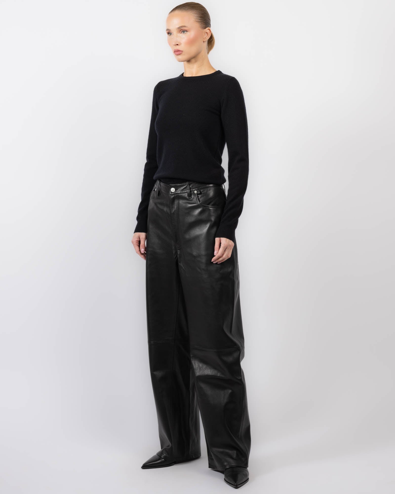 Straight Baggy Leather Pants