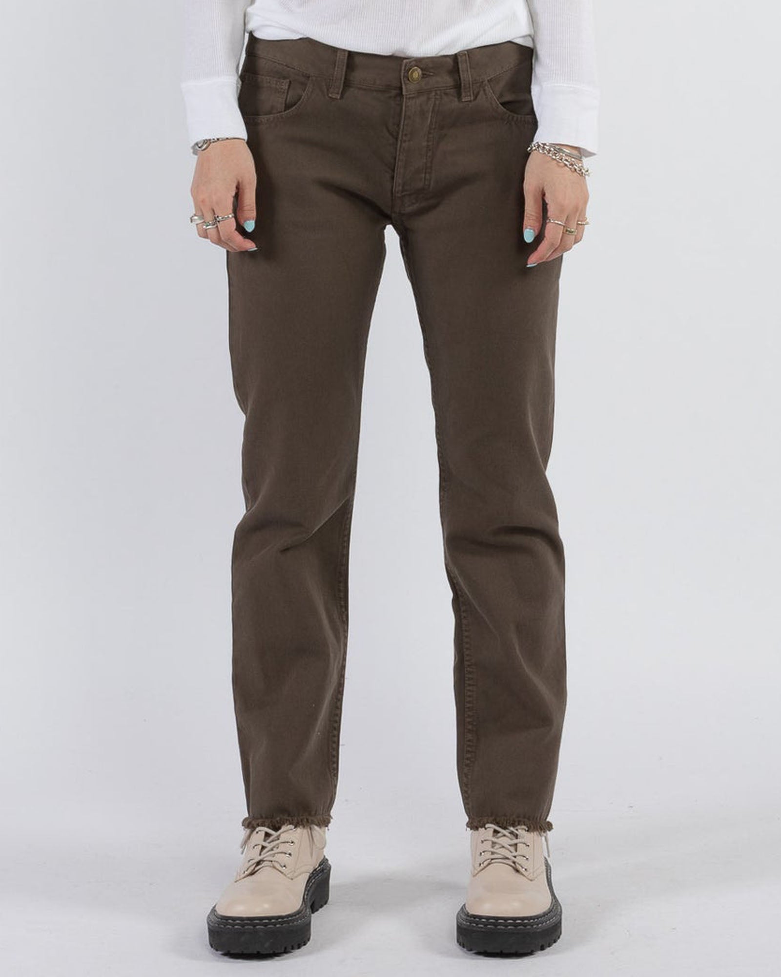 CROPPED SLIM JEANS - Dark khaki