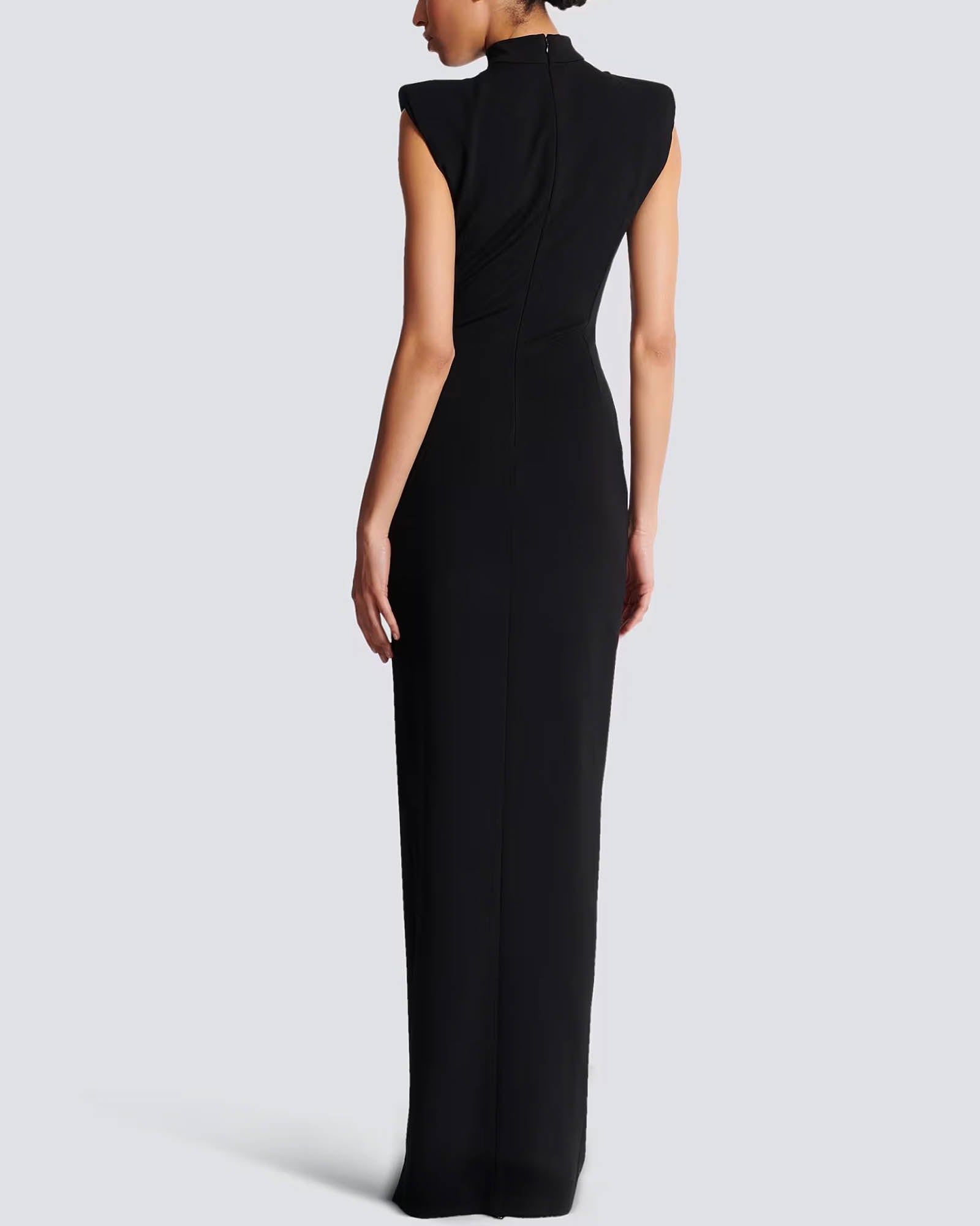 Zipped Slit Long Dress