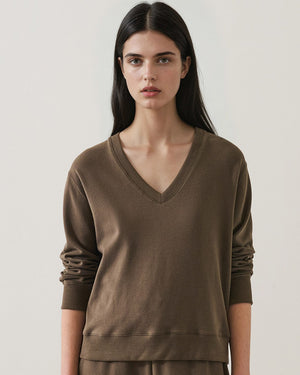 Long Relaxed V-Neck Sweatshirt