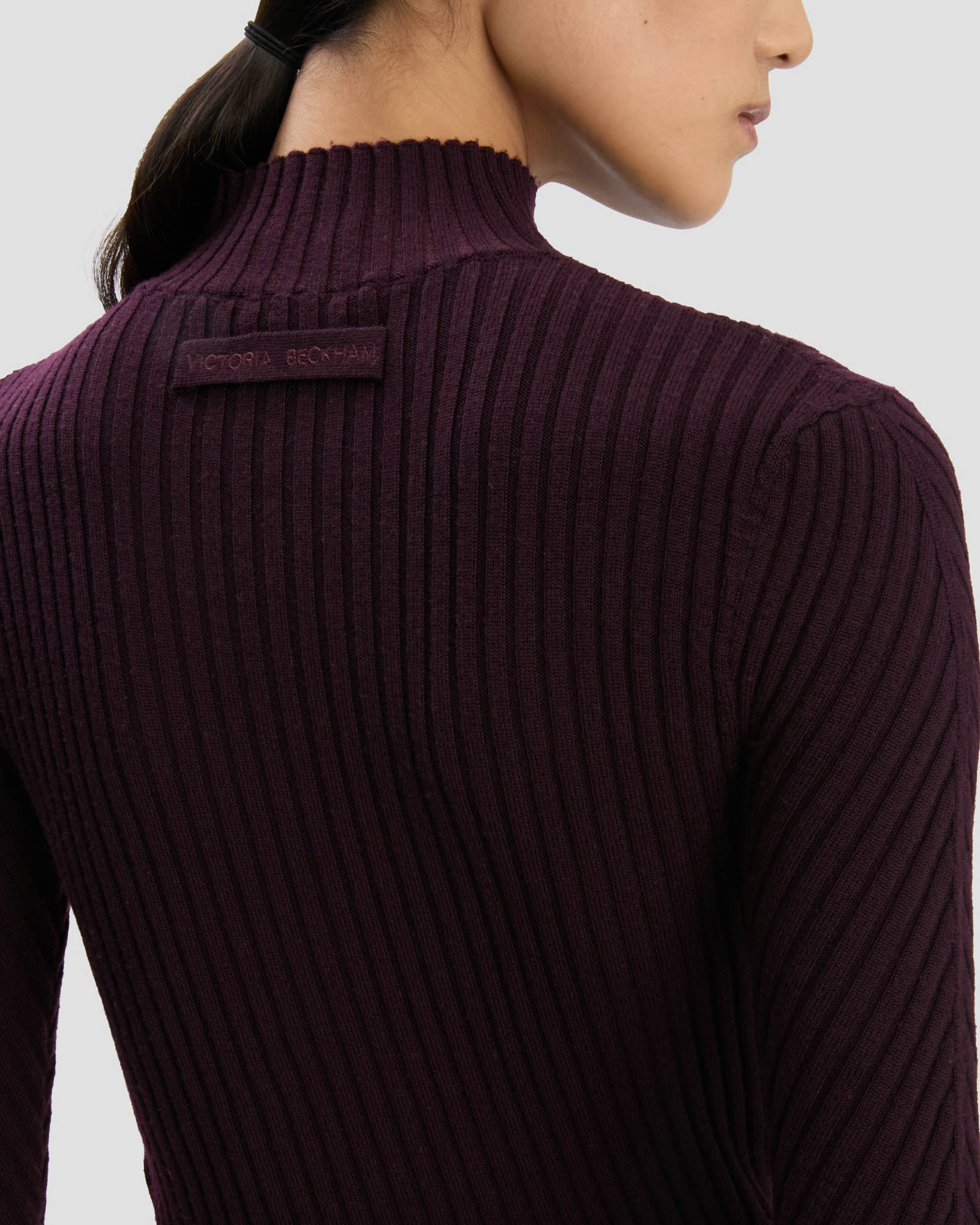 Ribbed Long Sleeve Polo Top