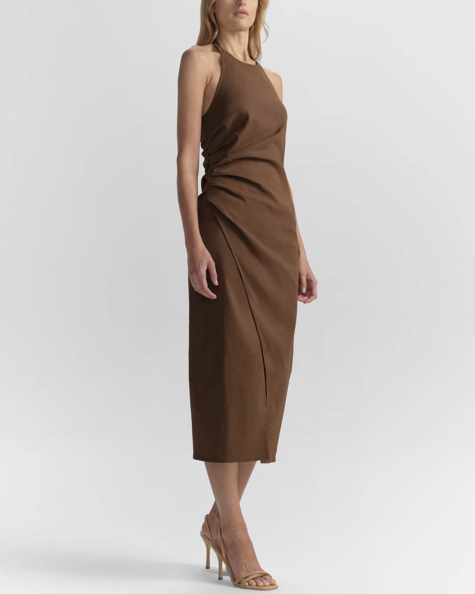 Sylvie Linen Midi Halter Dress