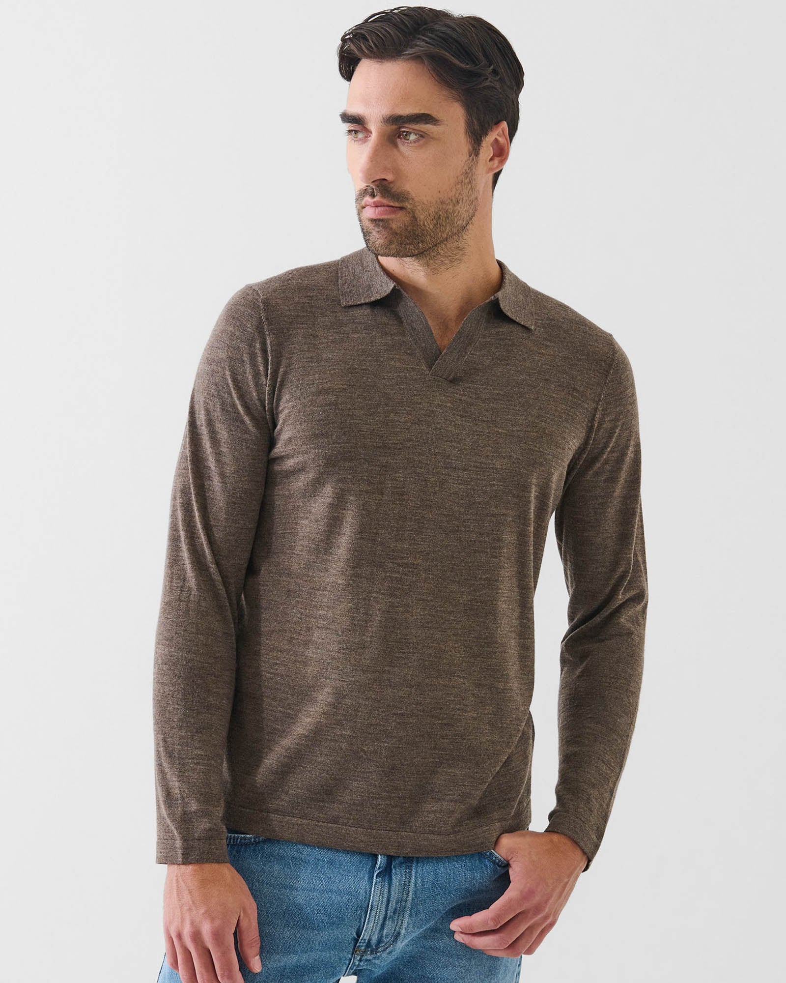 Polo en laine mérinos calibre 14