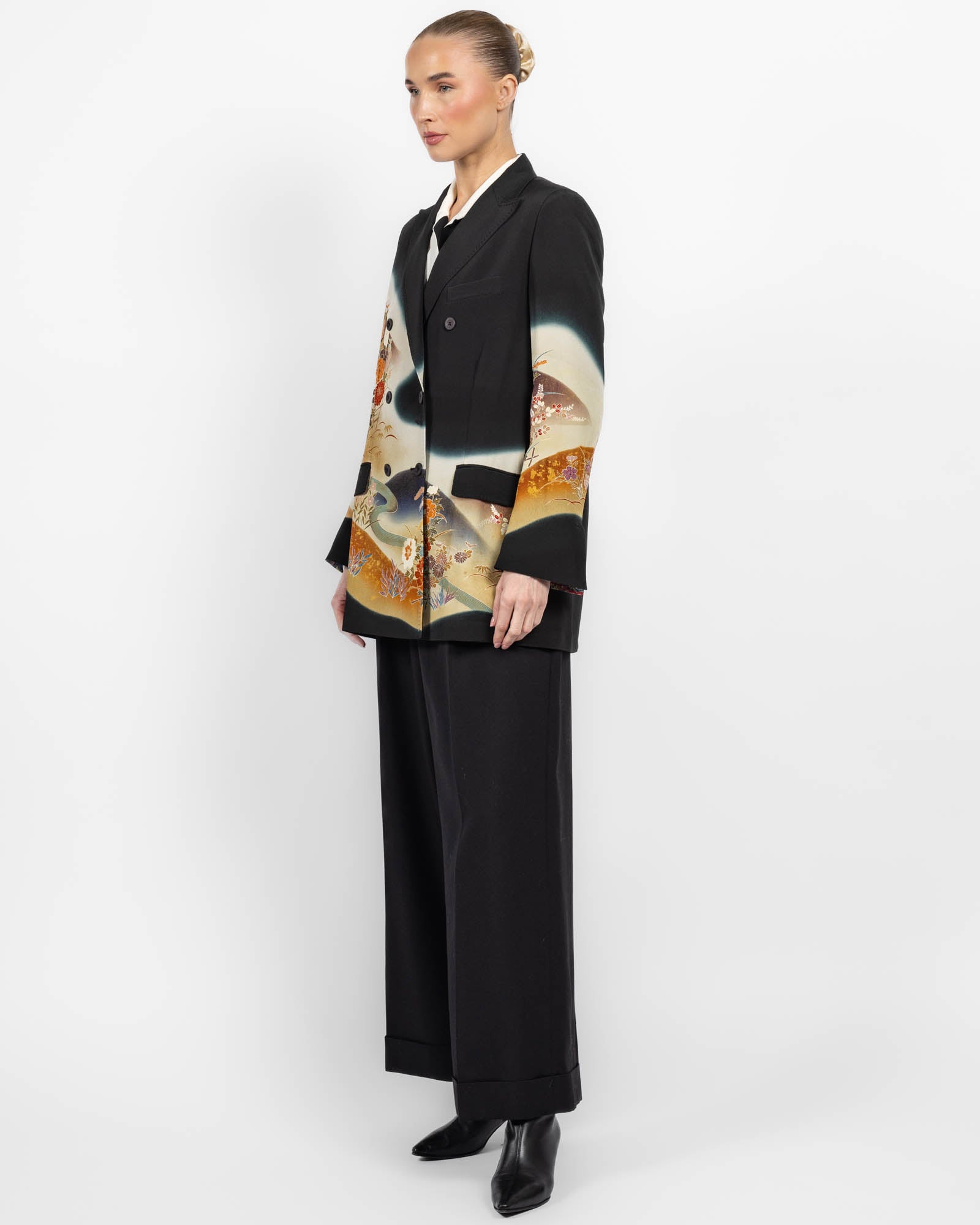 Flared Double-Breasted Kimono Jacket