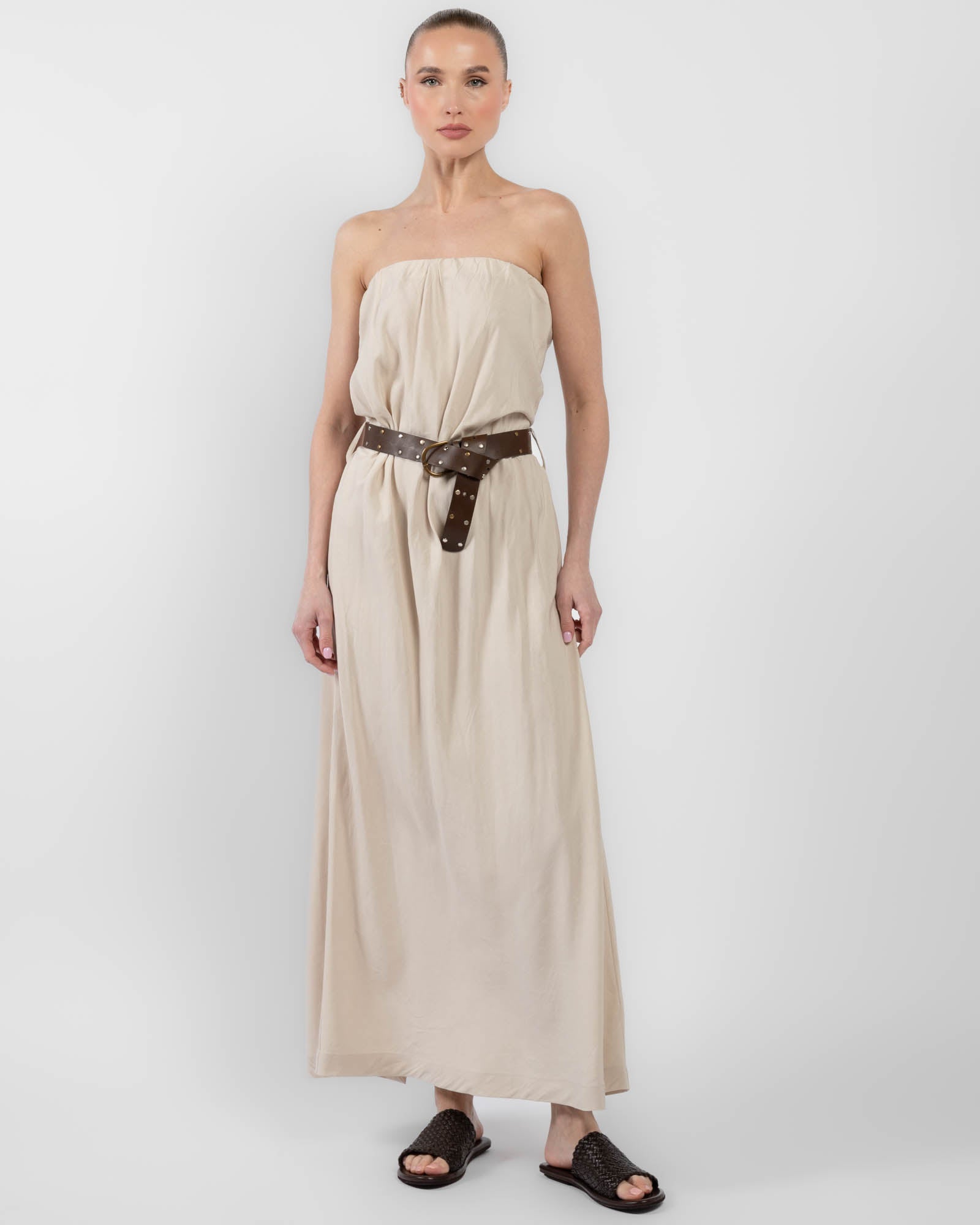 Belt Strapless Dress