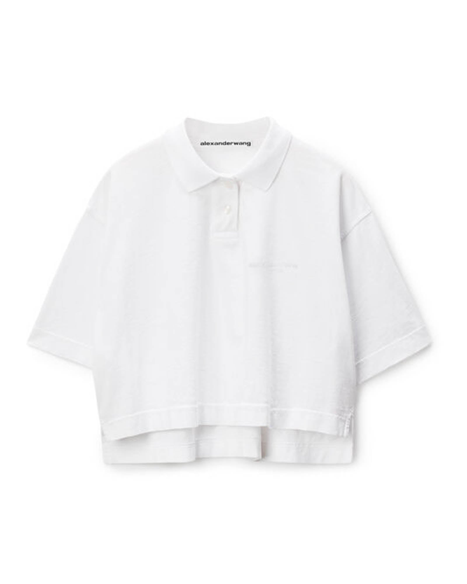 トップス papier Polo tee/white ALEXANDER WANG Short Sleeve Cropped Polo Tee