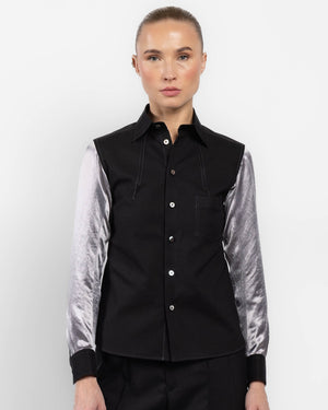 Chemise à manches platine