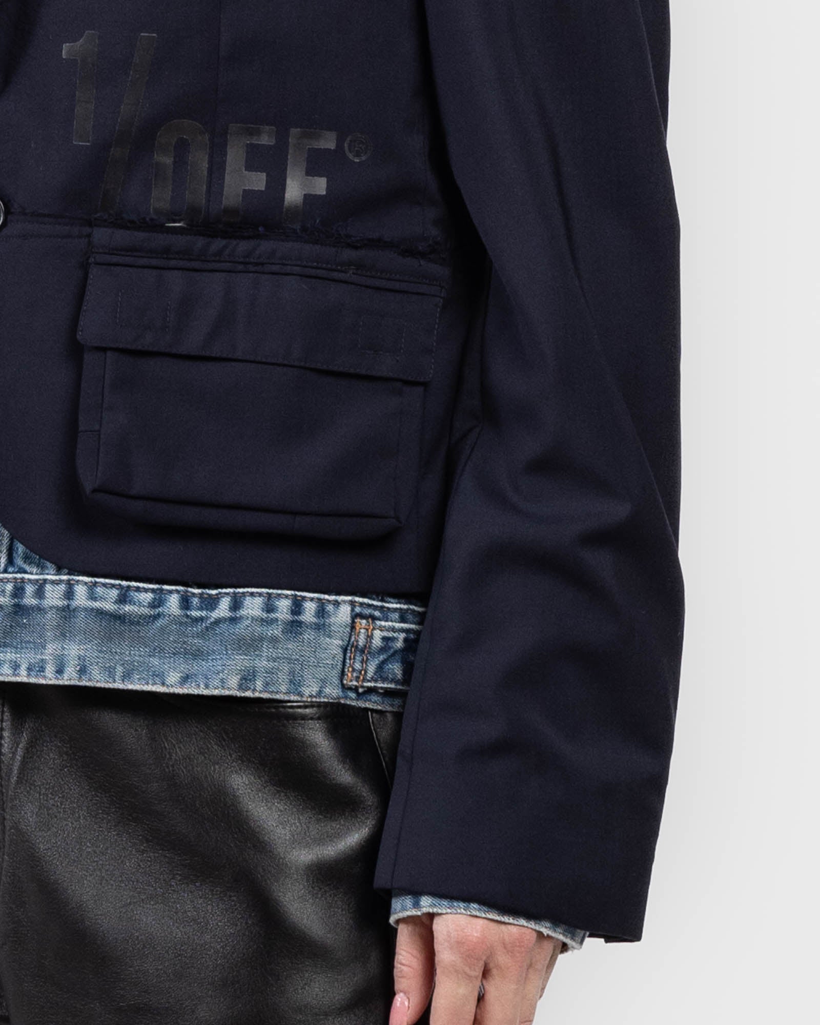 Blazer With Denim Detail