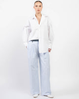 Oxford Pants With Denim Waist