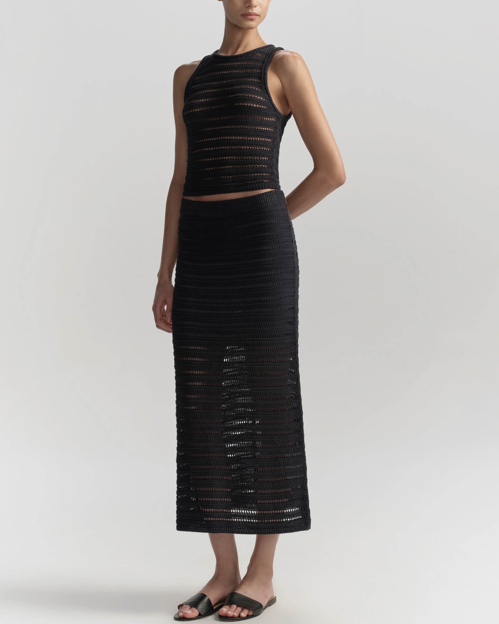 Lana Crochet Knit Midi Skirt