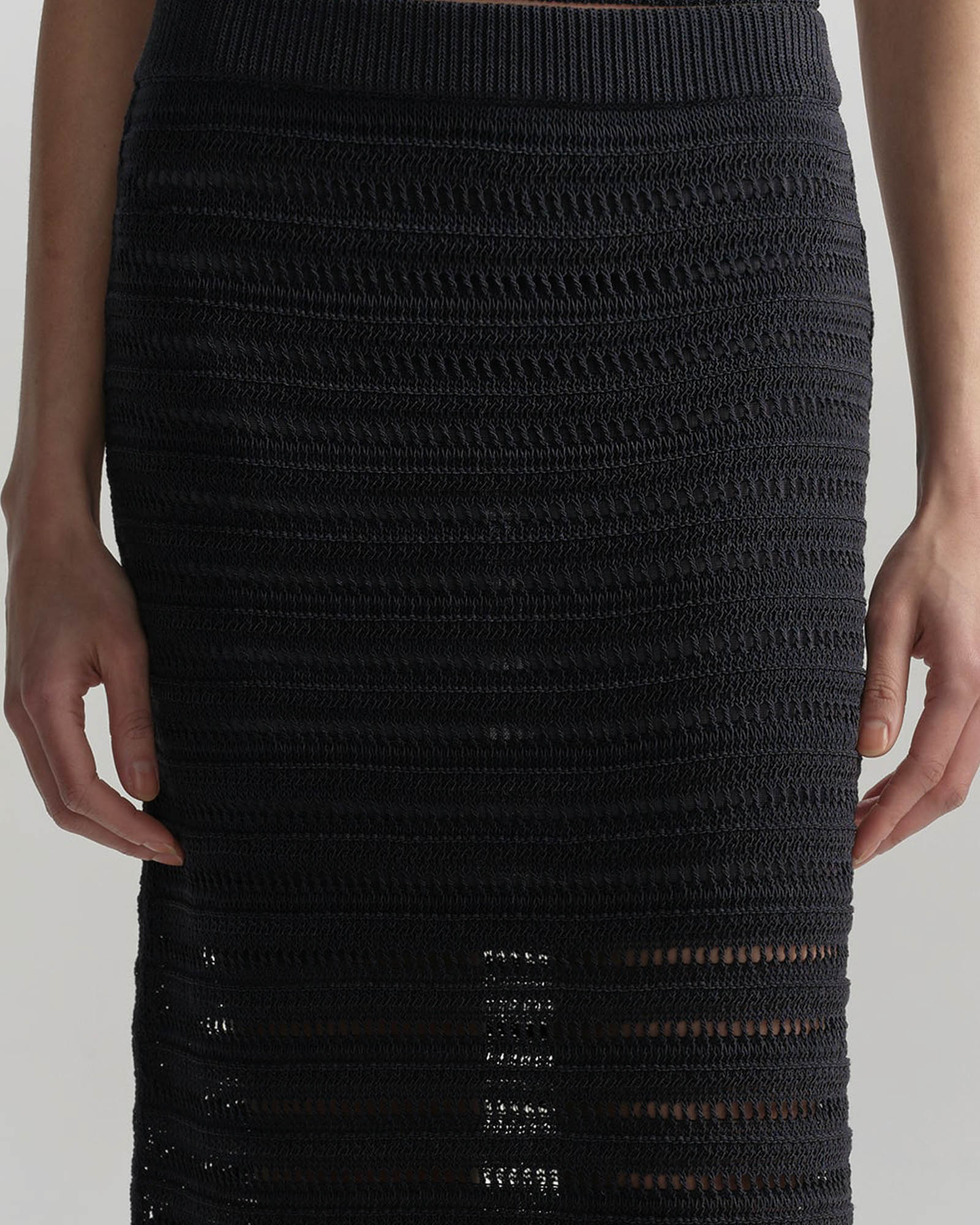 Lana Crochet Knit Midi Skirt