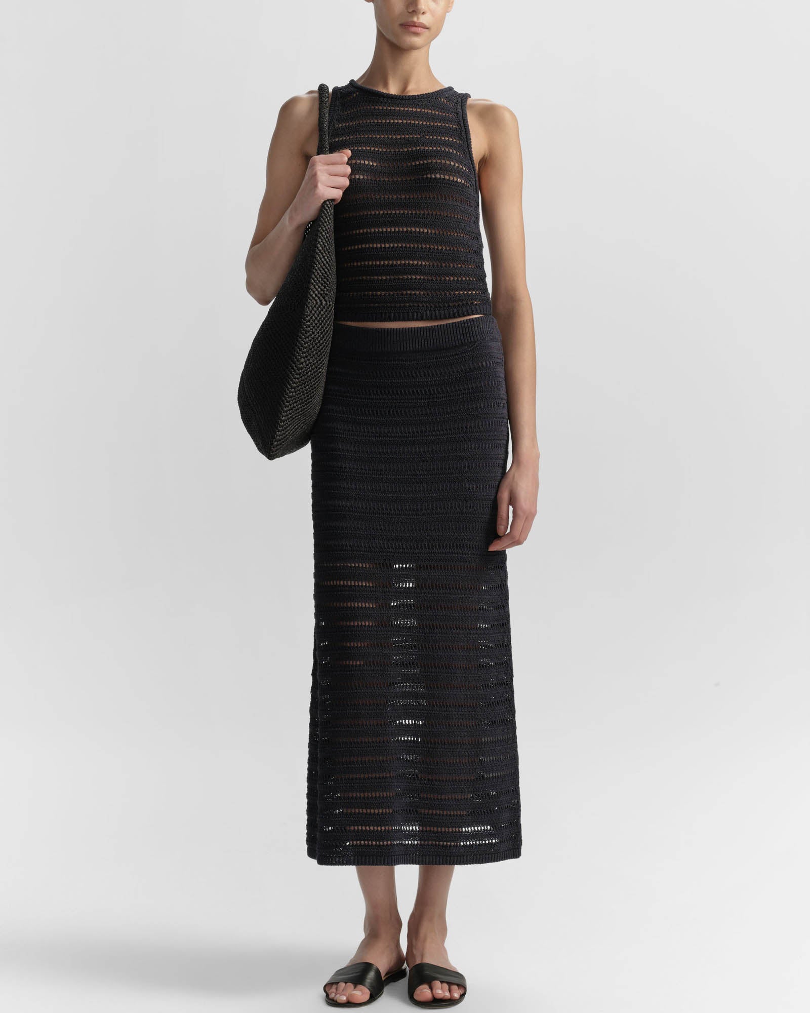 Lana Crochet Knit Midi Skirt