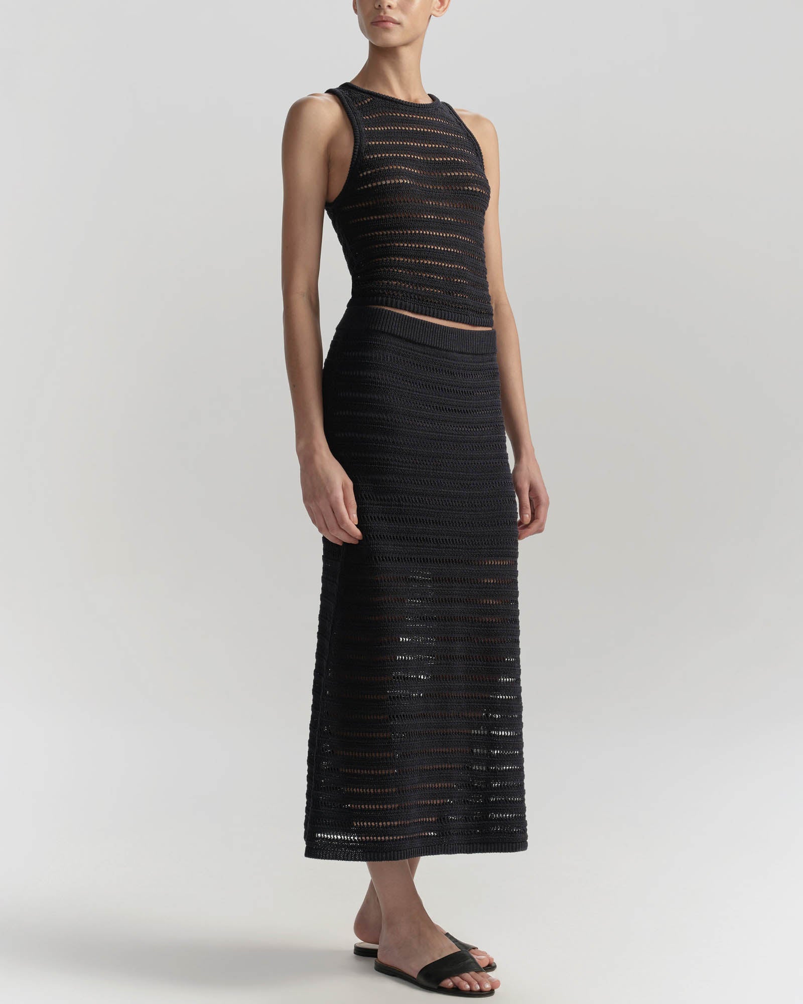 Lana Crochet Knit Midi Skirt