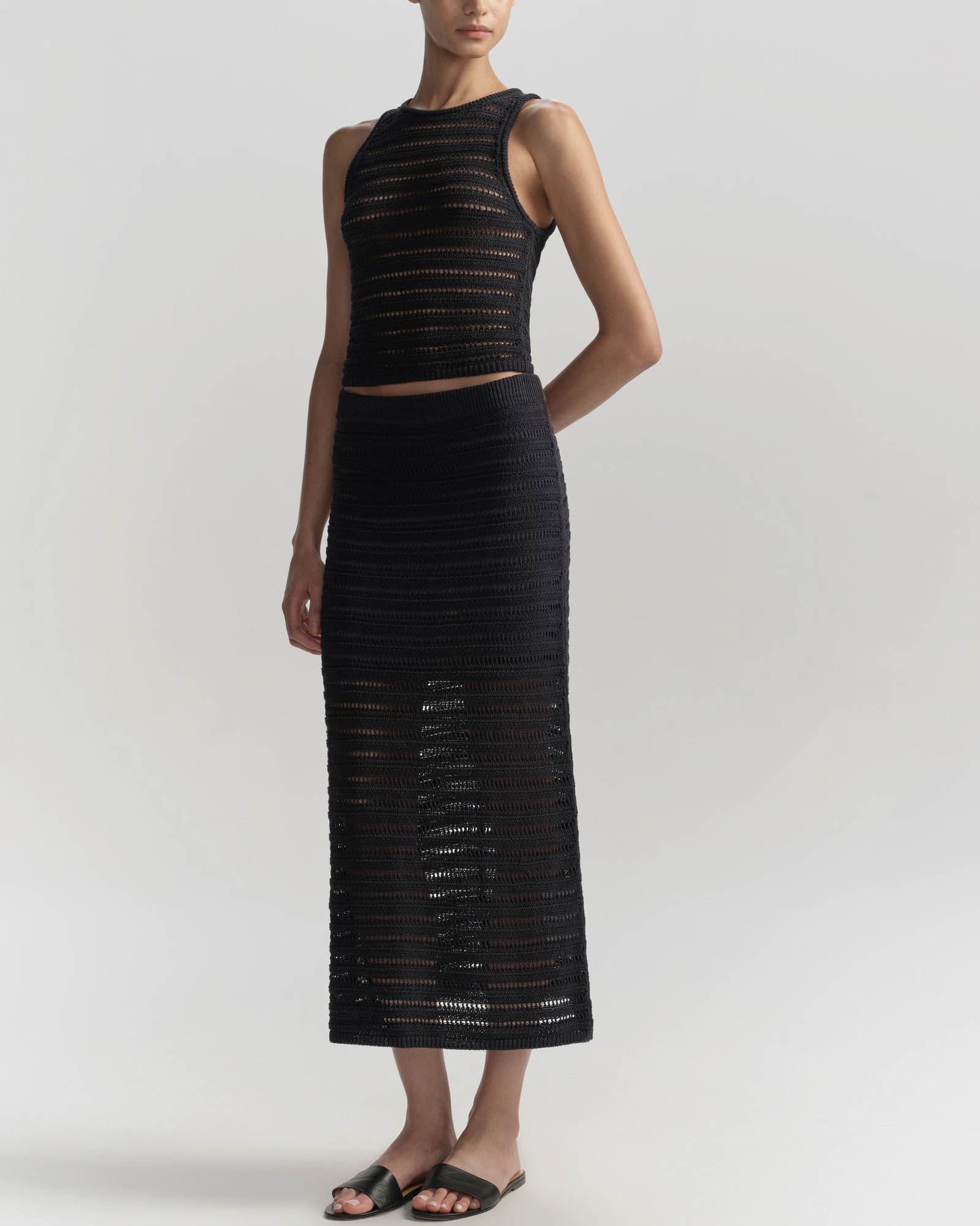 Lana Crochet Knit Midi Skirt