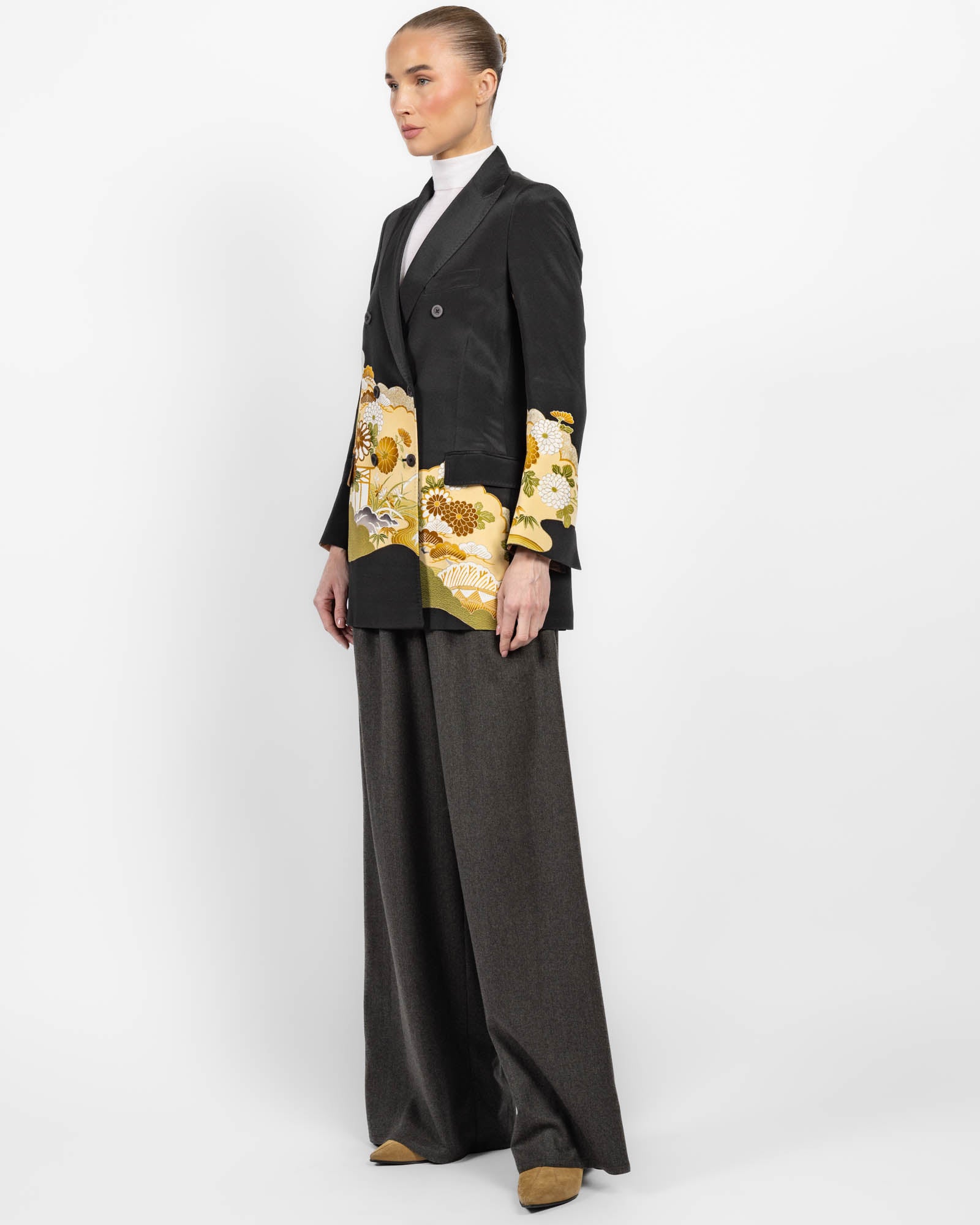 Flared Double-Breasted Kimono Jacket