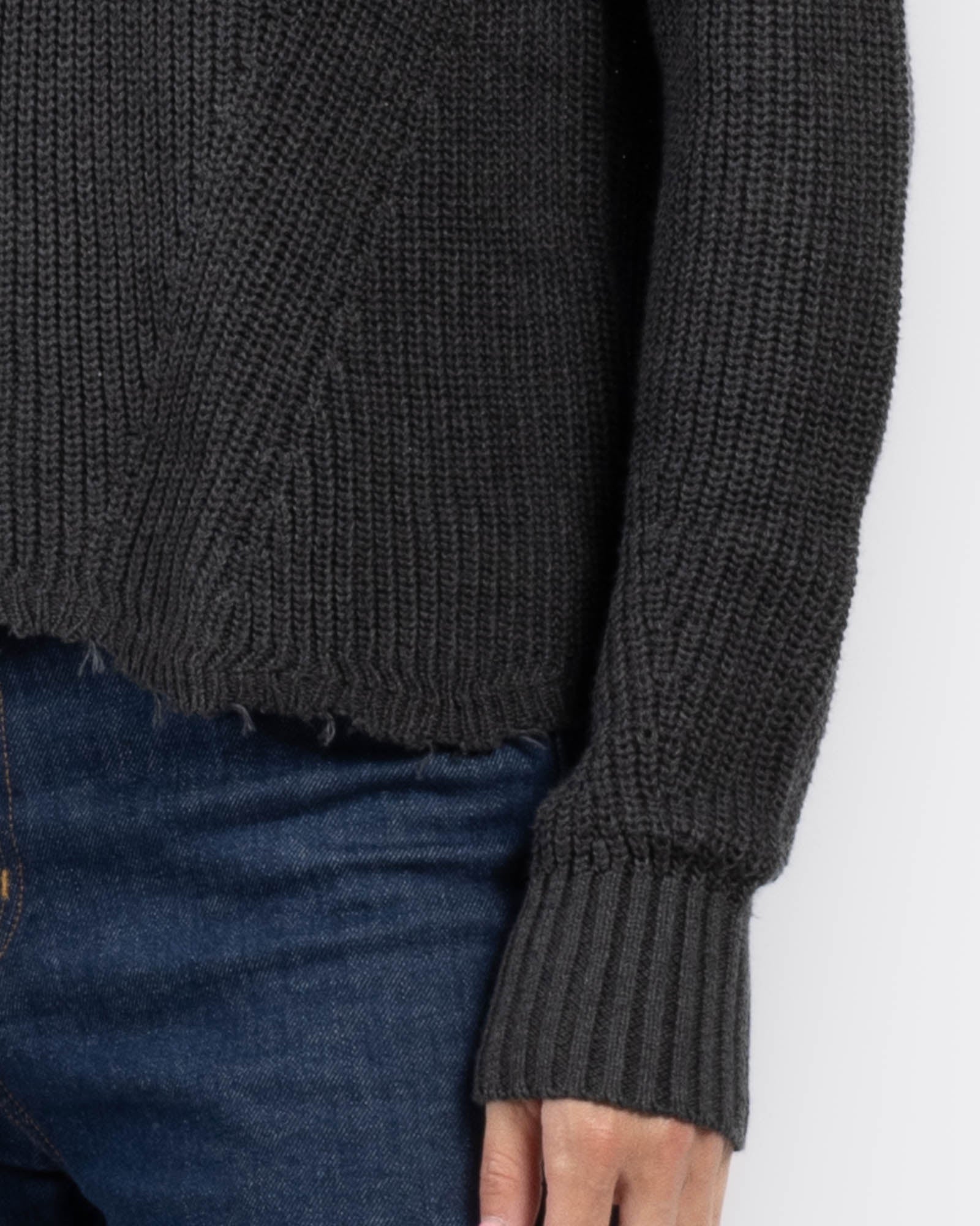 Distressed Scallop Shaker Sweater