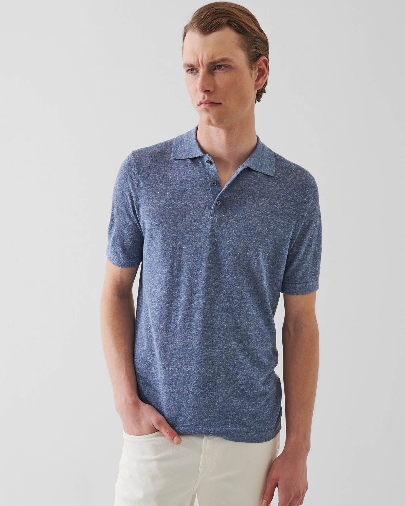 Short Sleeve Linen Silk Polo