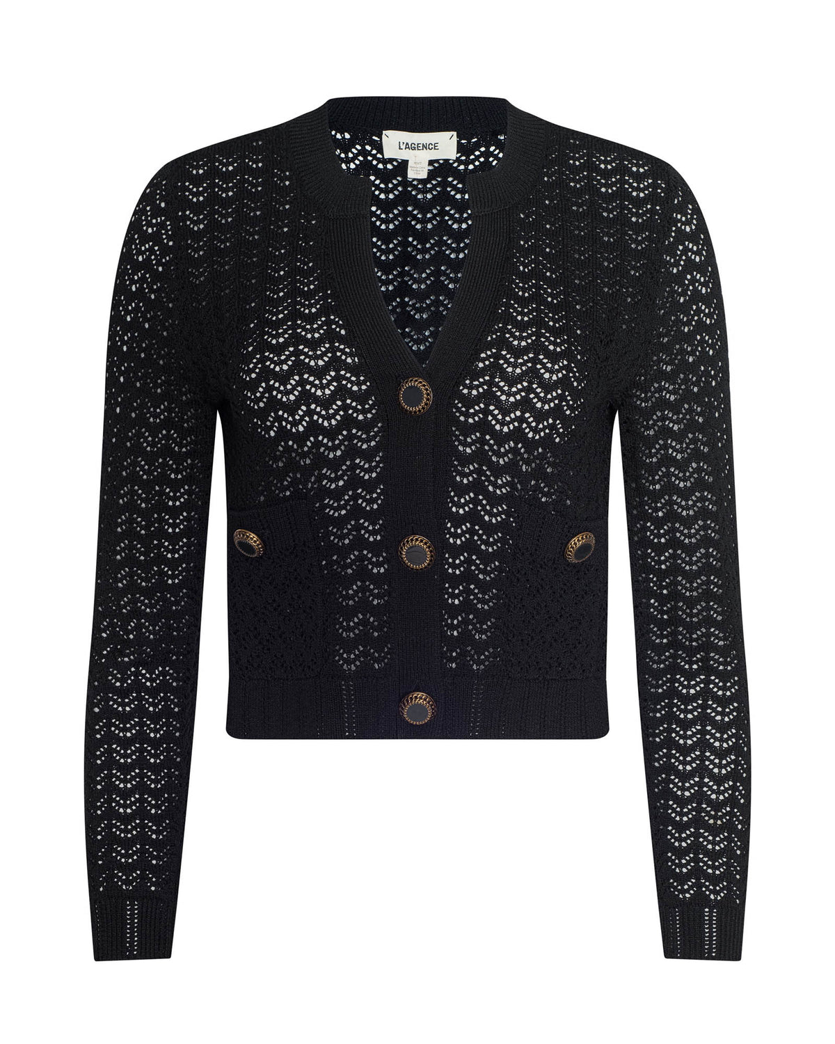 トップス ttt_msw 21aw panther knit cardigan black L'AGENCE Orla Pointelle Knit Cardigan