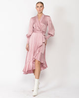 Silk Wrap Midi Dress