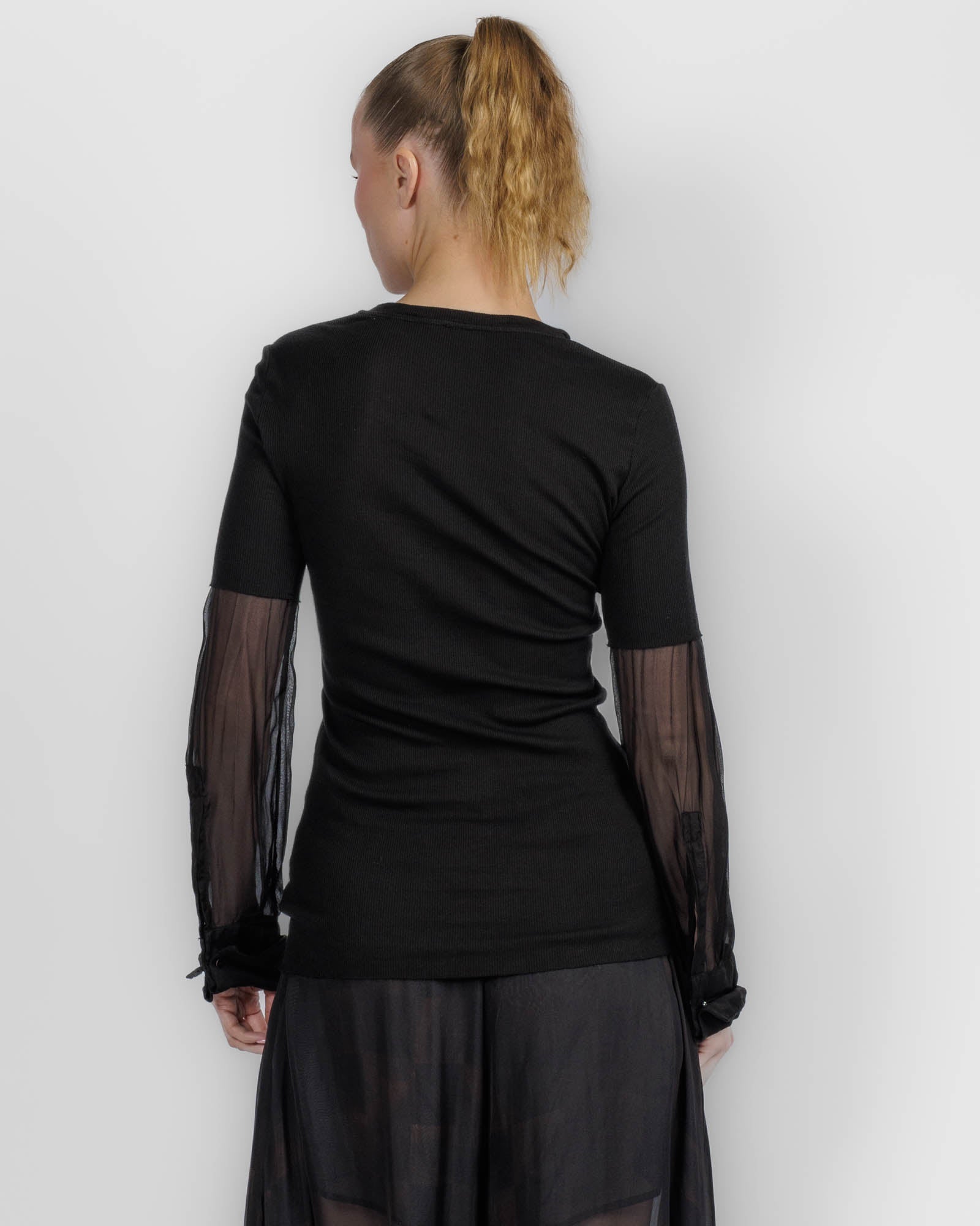 Chiffon Insert Long Sleeve