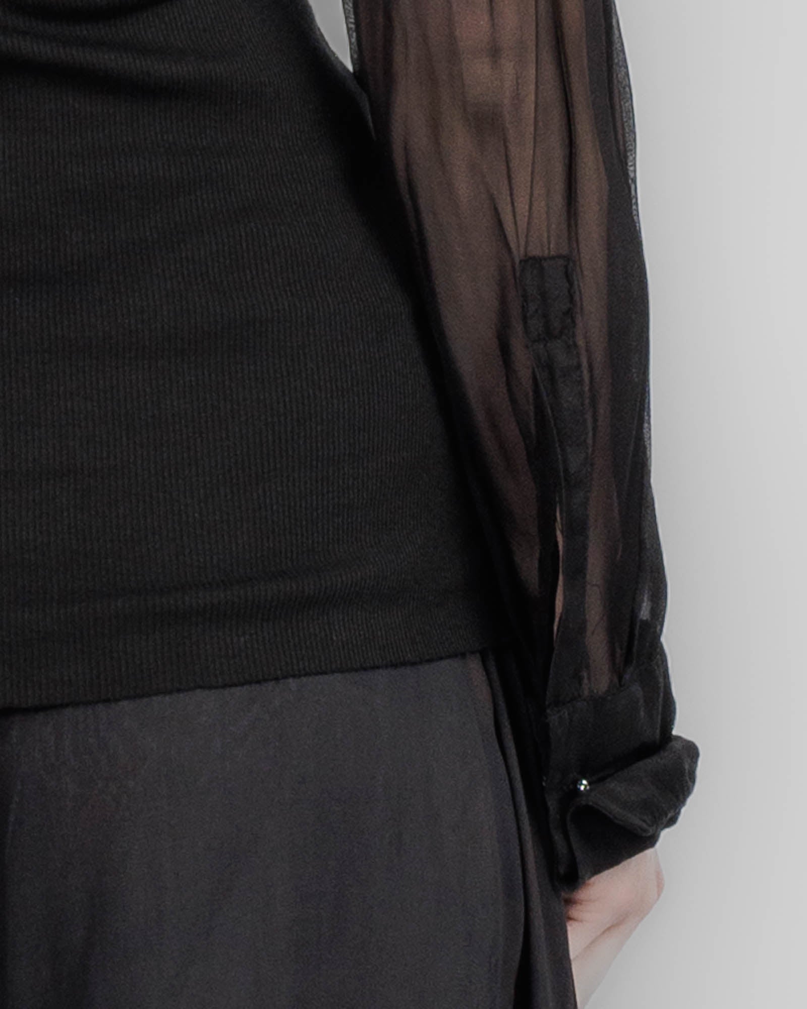 Chiffon Insert Long Sleeve