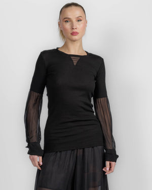 Chiffon Insert Long Sleeve