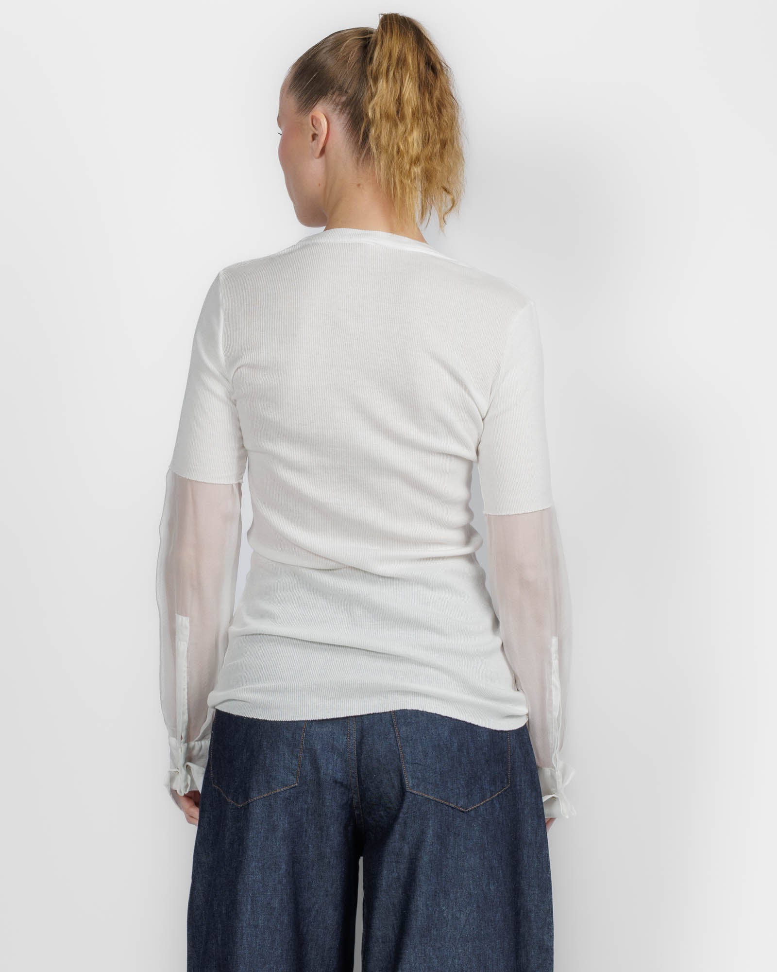 Chiffon Insert Long Sleeve