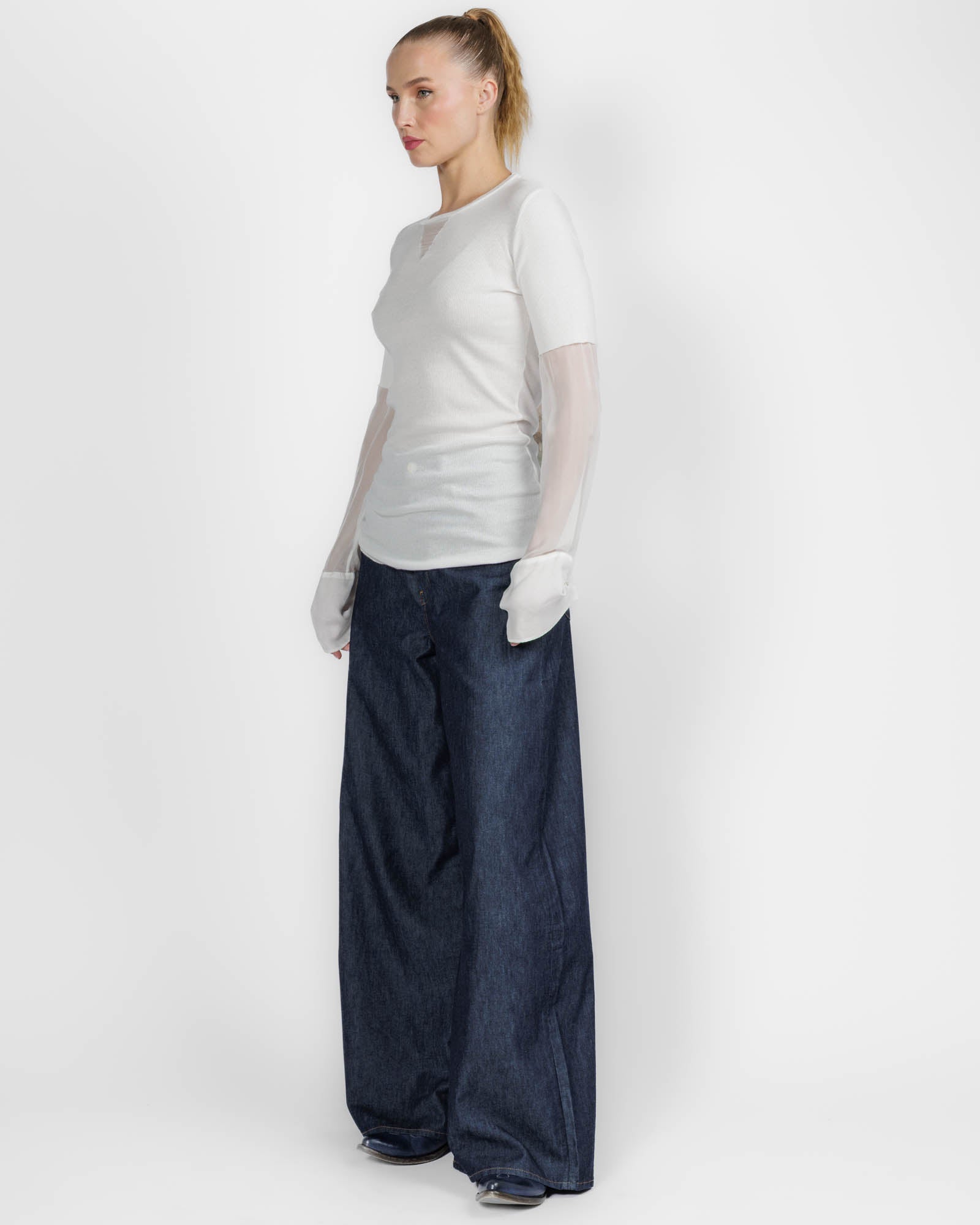 Chiffon Insert Long Sleeve