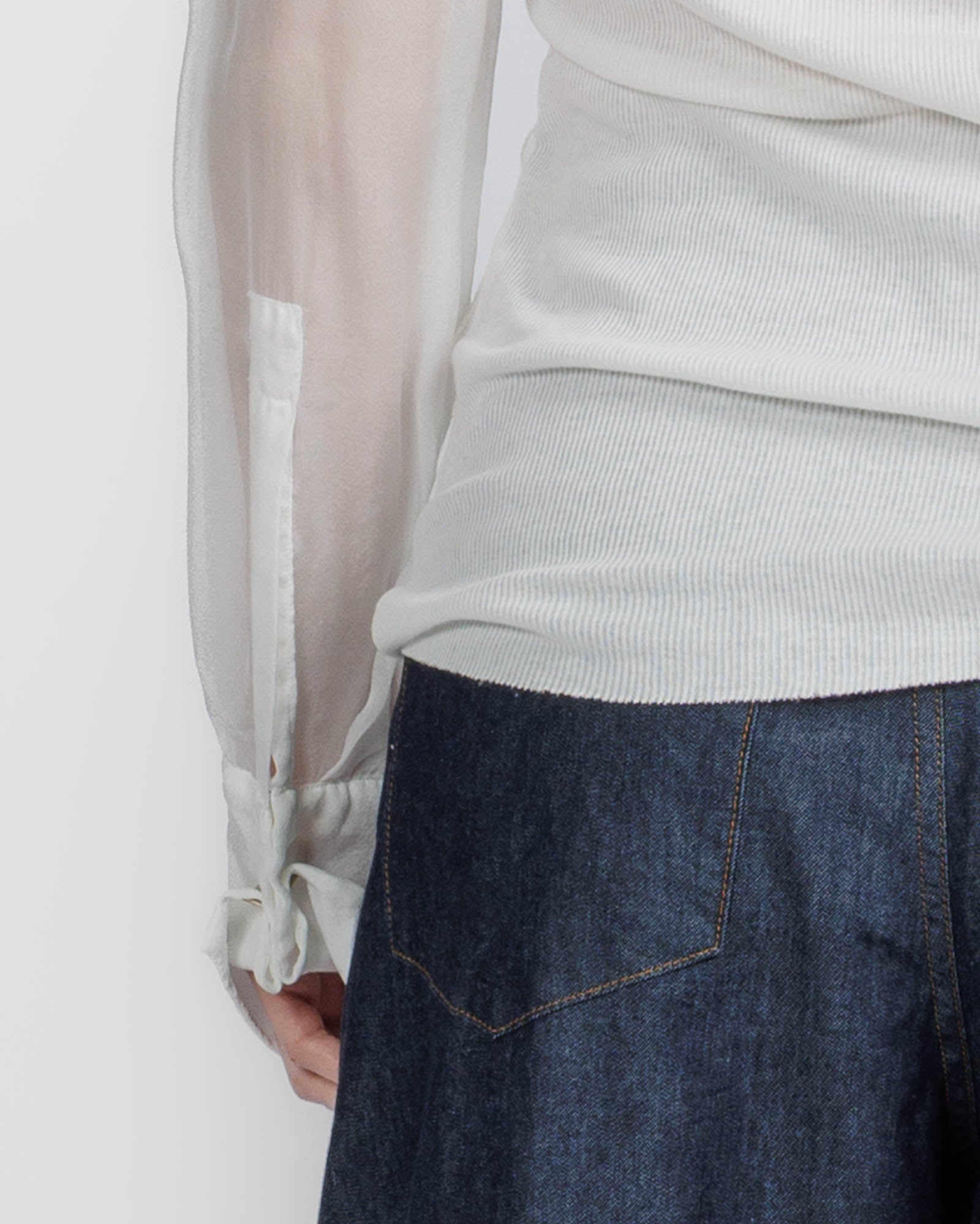 Chiffon Insert Long Sleeve