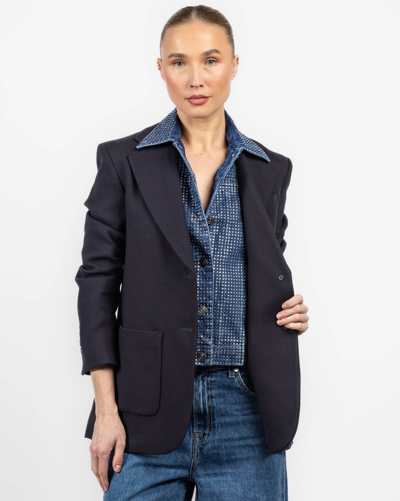 Slate Rhinestones Collar Piece