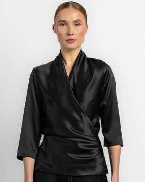 Three-Quarter Sleeve Wrap Top