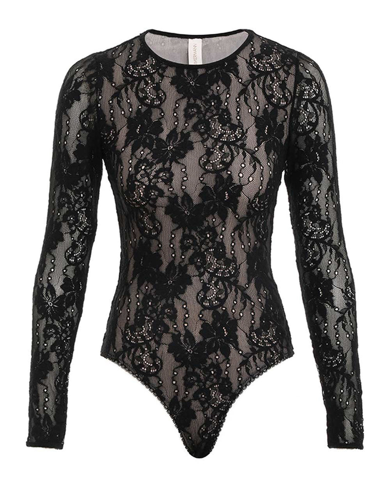 Black Lace Long Sleeve Bodysuit