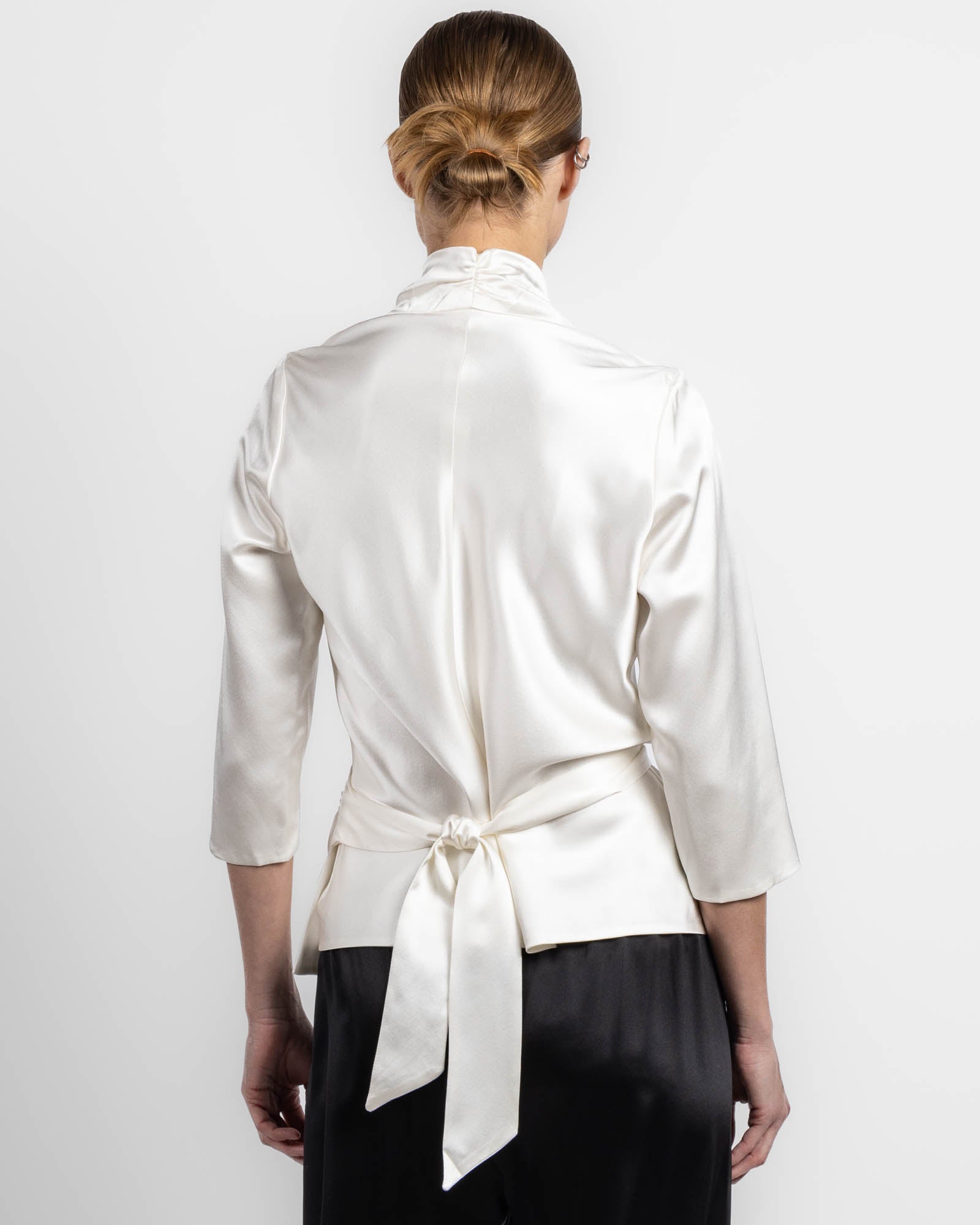 Three-Quarter Sleeve Wrap Top