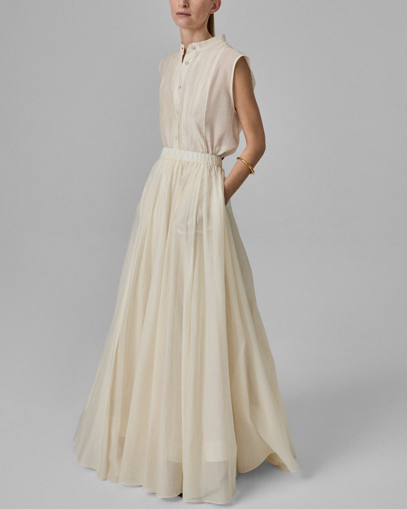 Sleeveless Tuxedo Shirt