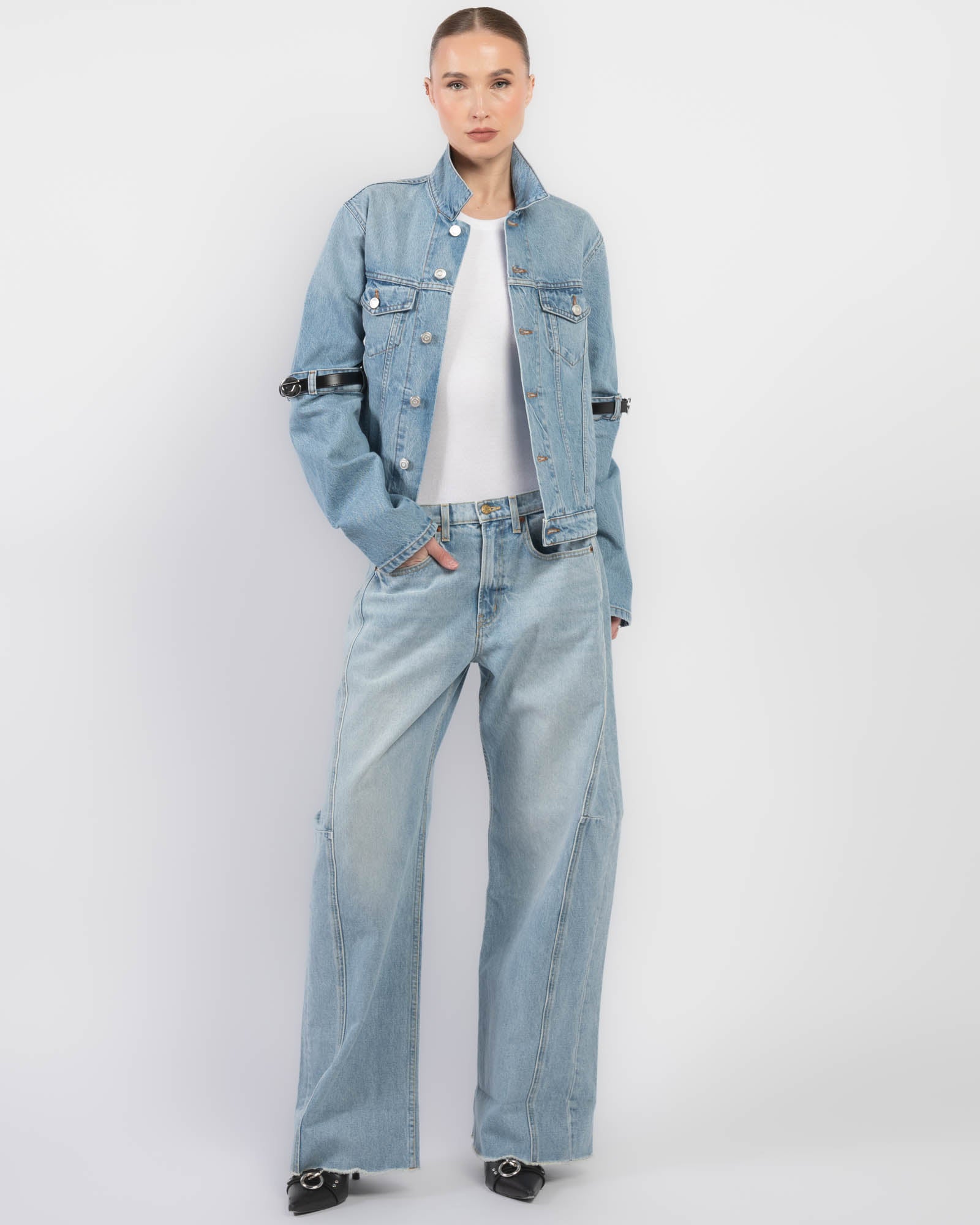 Veste courte en jean hybride