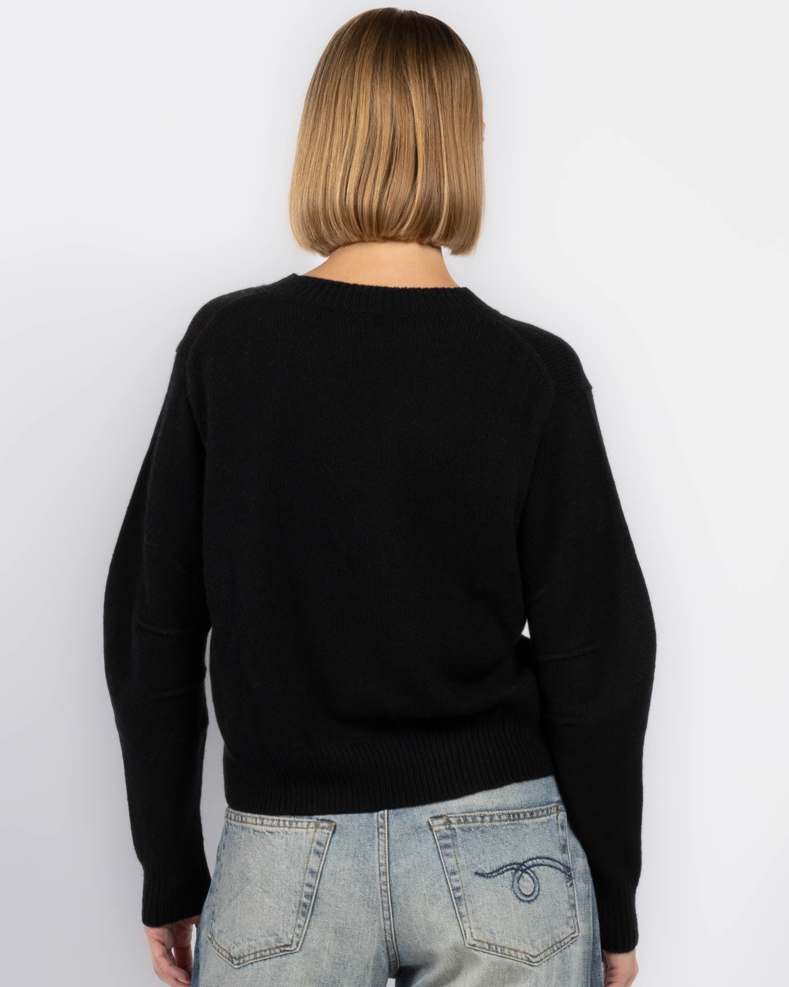 Pull ras du cou à manches plissées Hi-Lo