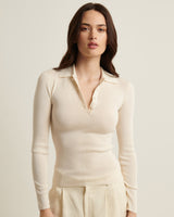 Silk Cashmere Ribbed Polo