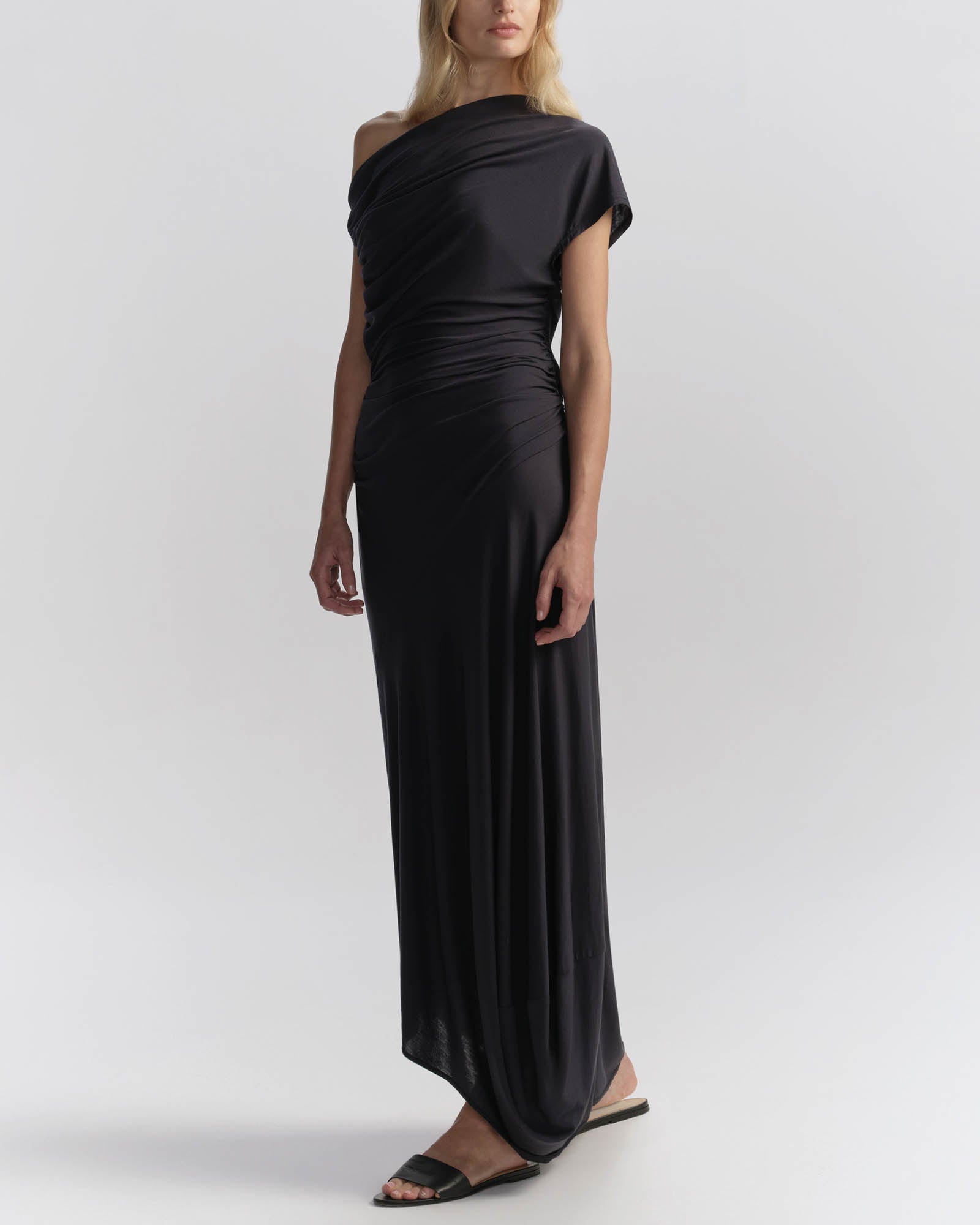 Halle One Shoulder Jersey Midi Dress