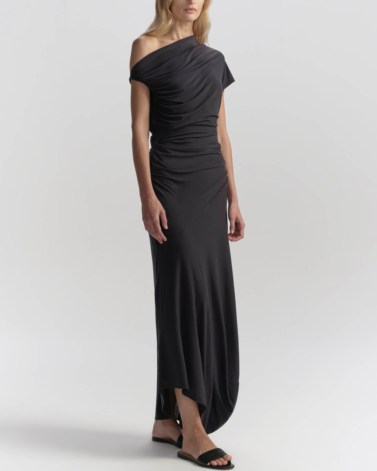 Halle One Shoulder Jersey Midi Dress