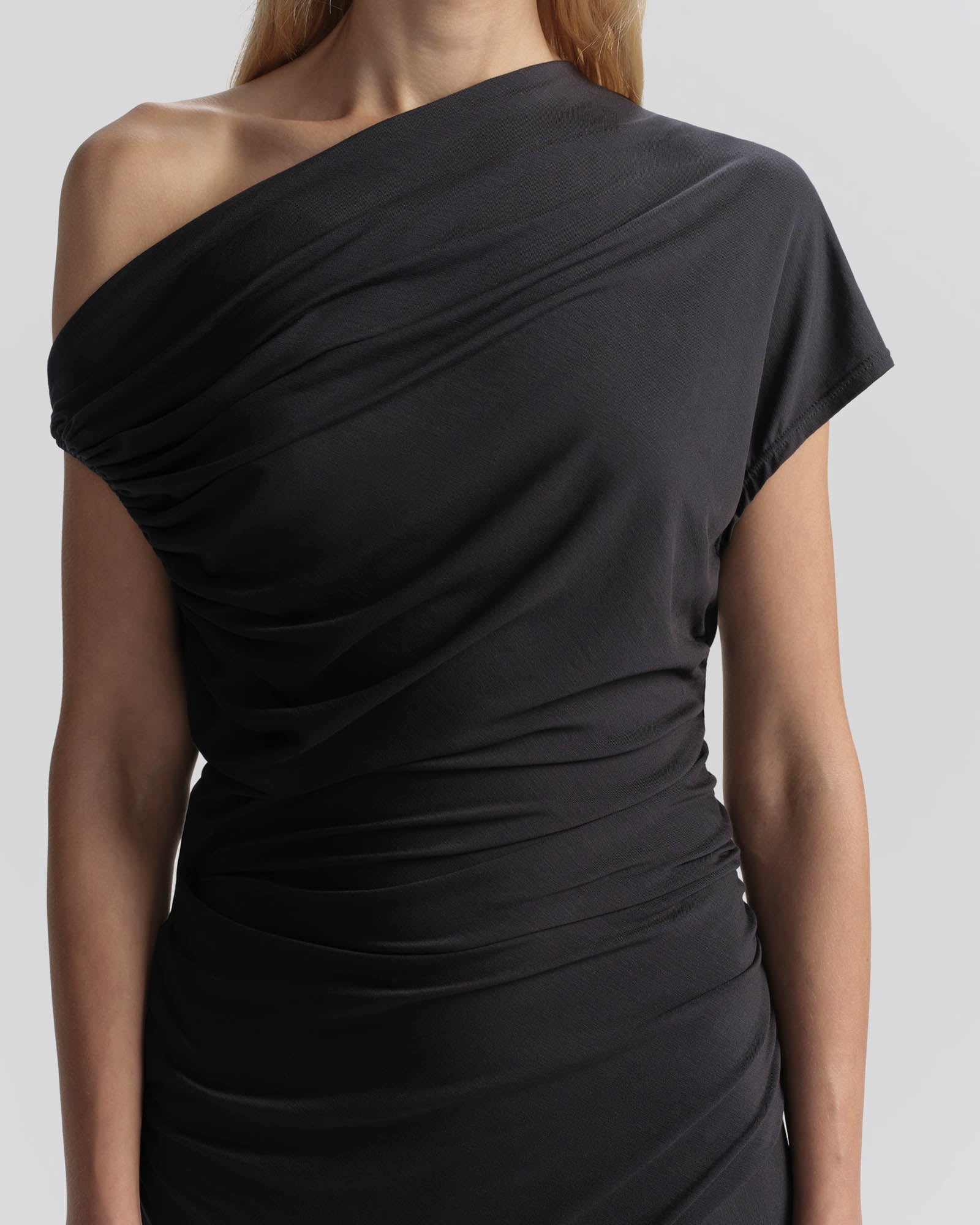 Halle One Shoulder Jersey Midi Dress