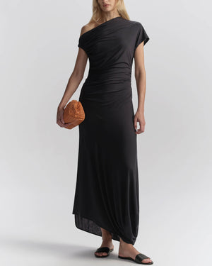 Halle One Shoulder Jersey Midi Dress